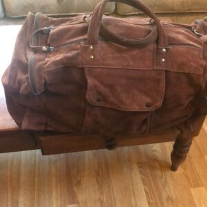 Brown Suede leather duffle bag
